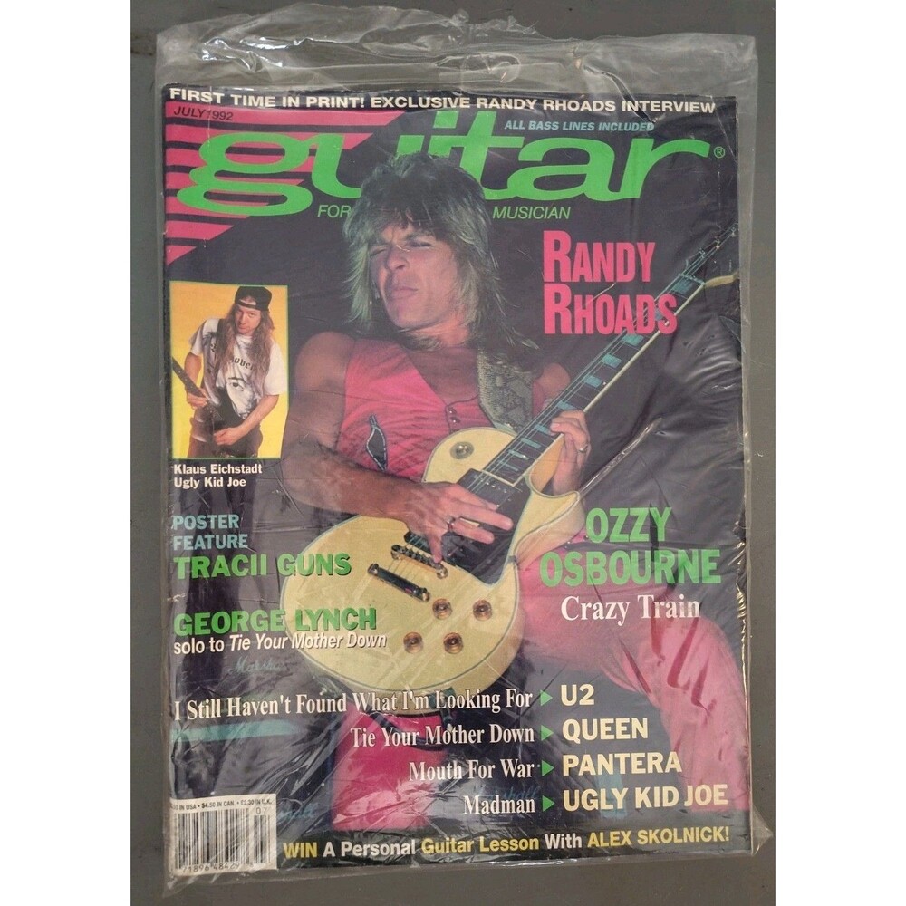 Guitar Magazine July 1992 Rhoads Tracii Guns Fold-Out Poster Ozzy Ugly Kid Joe